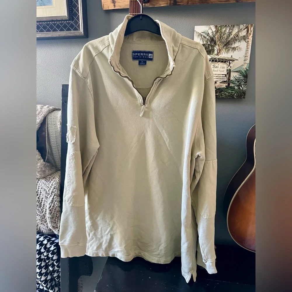 Sperry Men's Beige Quarter-Zip Pullover